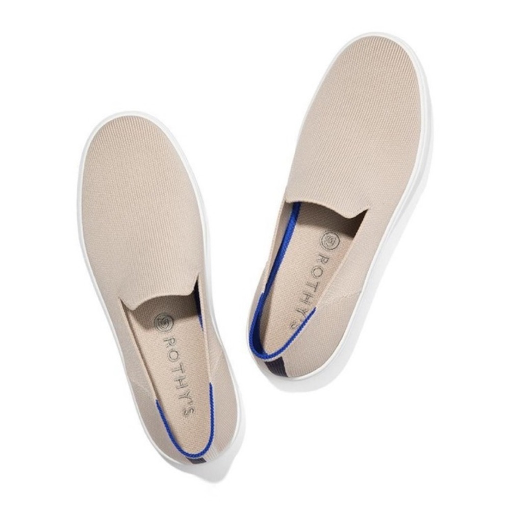 Rothy’s The Original Slip On Sneaker In Light Beige Sand Washable Size 9